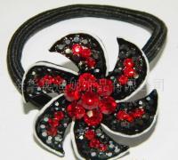 供應(yīng)韓版頭飾 水鉆+滴油皮繩頭花，引領(lǐng)時(shí)尚爆款潮流